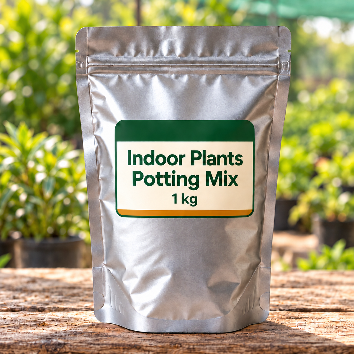 Indoor Plants Potting Mix silver pack front in nursery