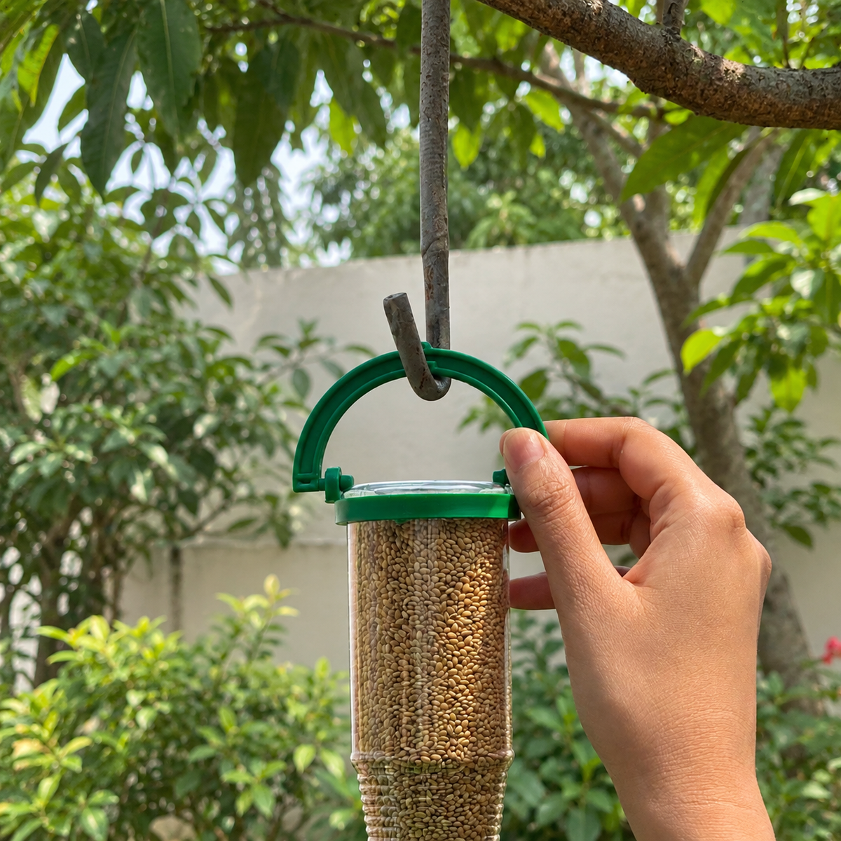 Mini Bird Food Feeder — hanging-detail