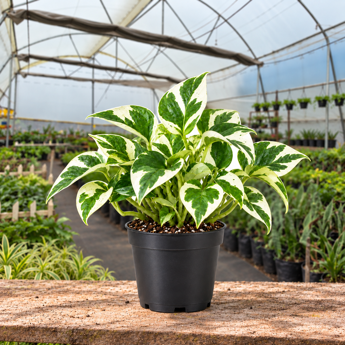 N'Joy Money Plant in nursery pot — Indian polyhouse nursery view