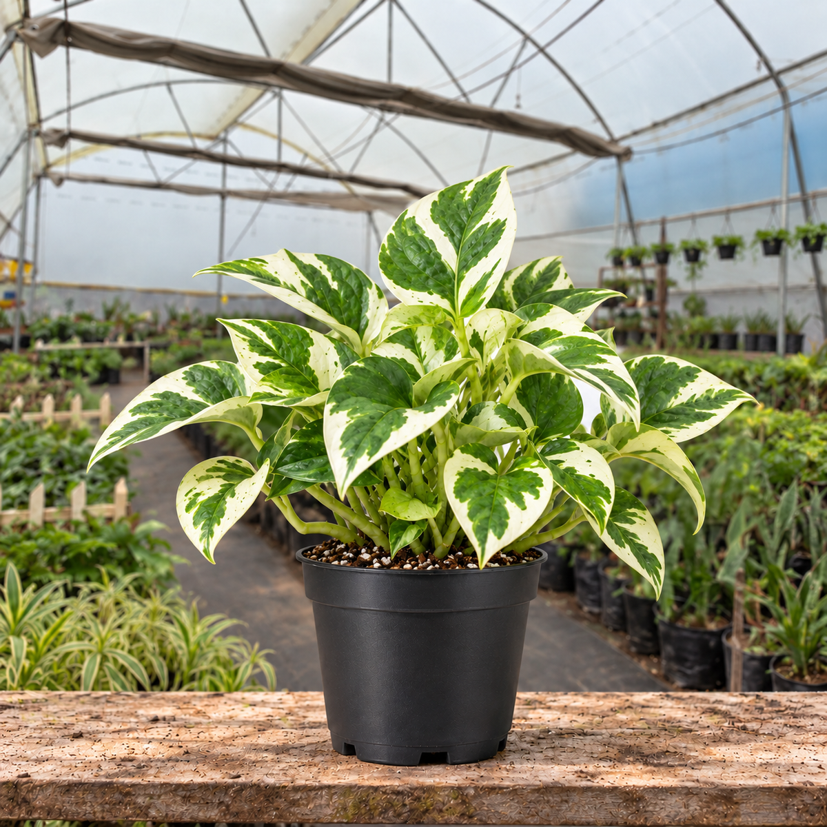 N'Joy Money Plant in nursery pot — Indian polyhouse nursery view