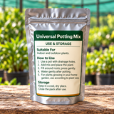 Universal Potting Mix use and storage back label in nursery